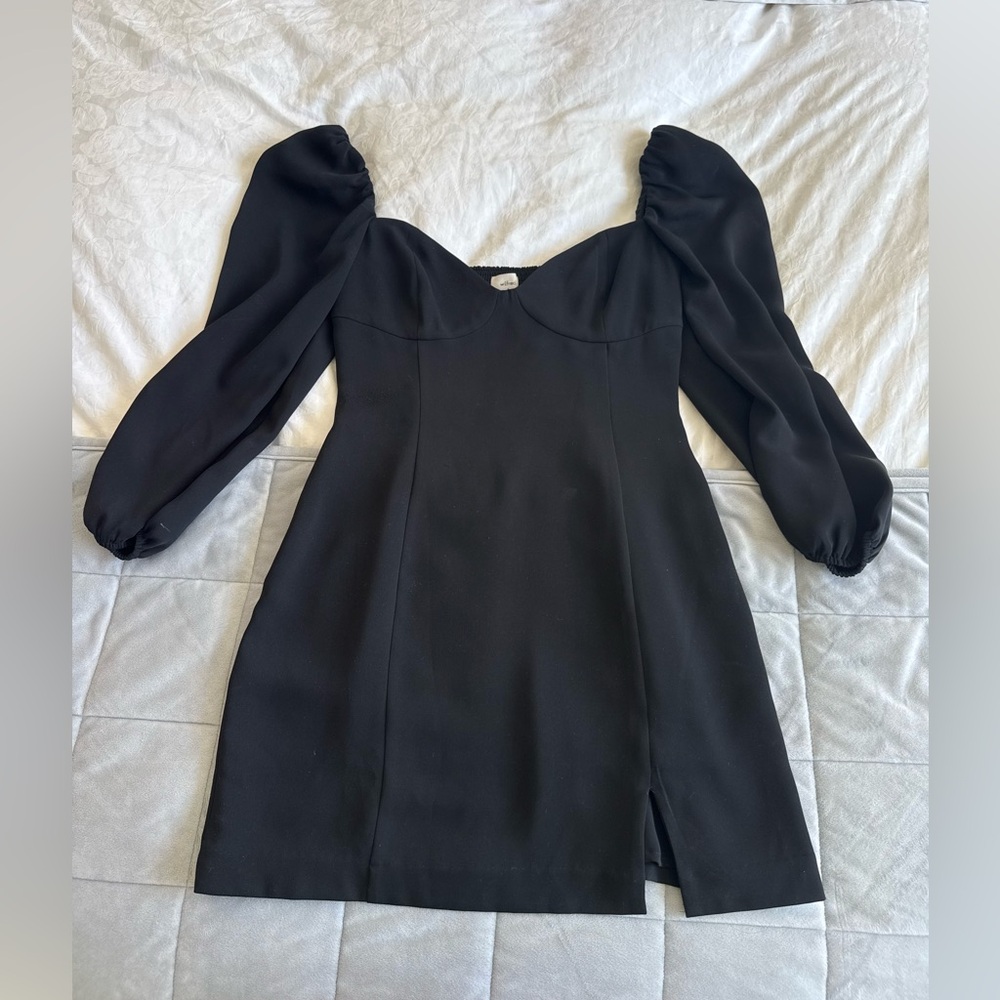 Black Puff-Sleeve Women's Dress